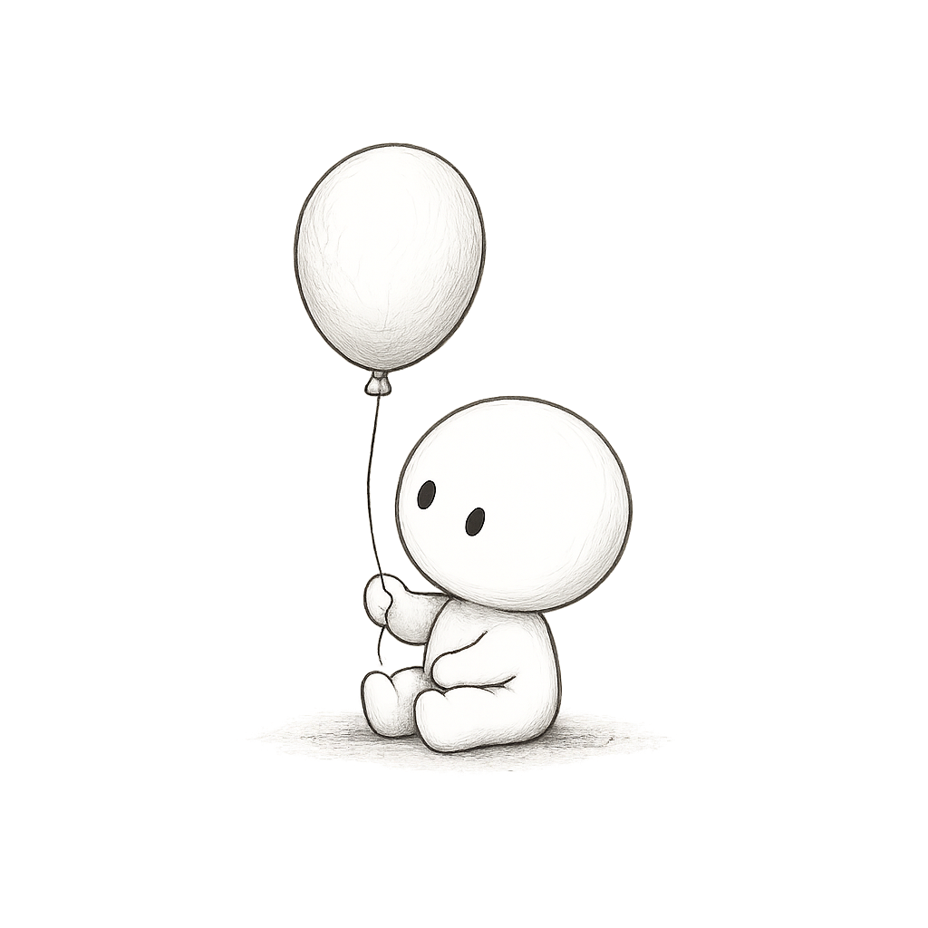 Kanso sitting calmly with a balloon