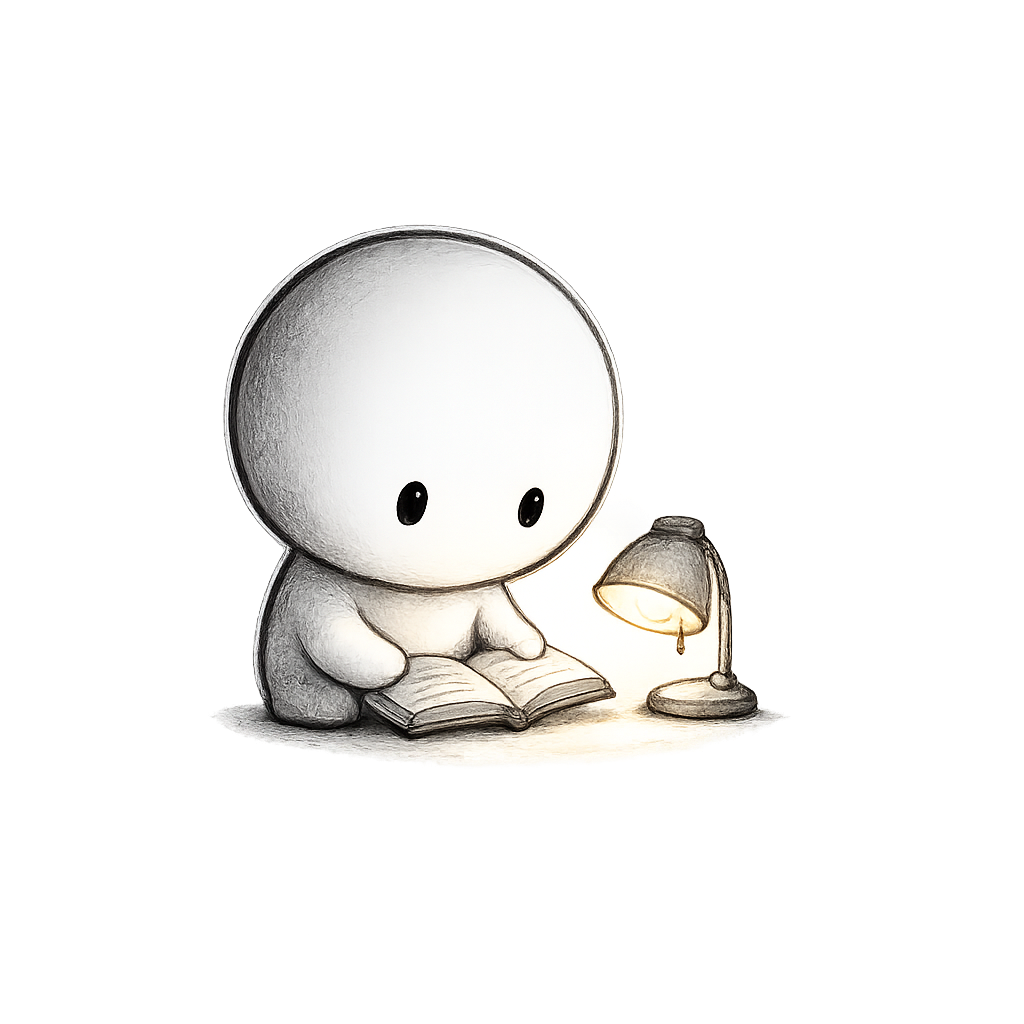 Kanso reading beside a warm lamp