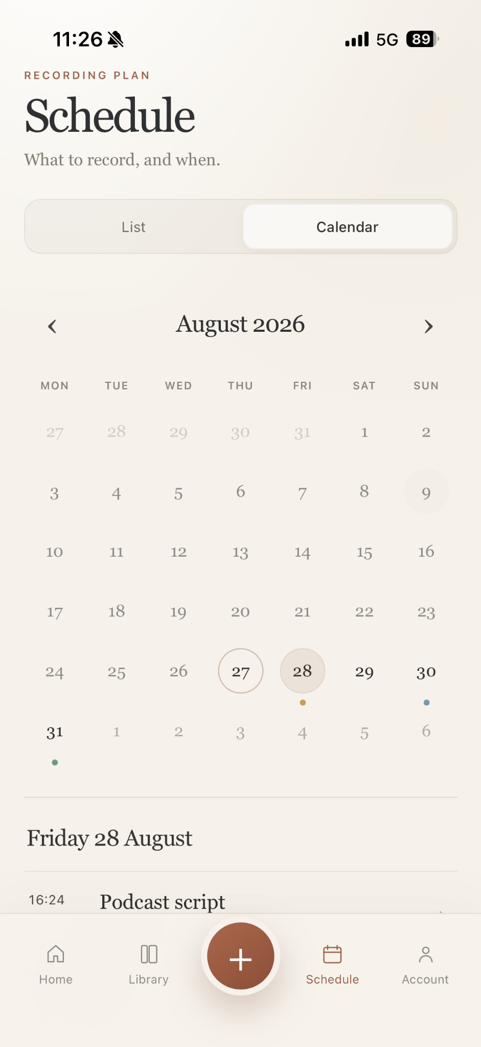 Kanso content calendar