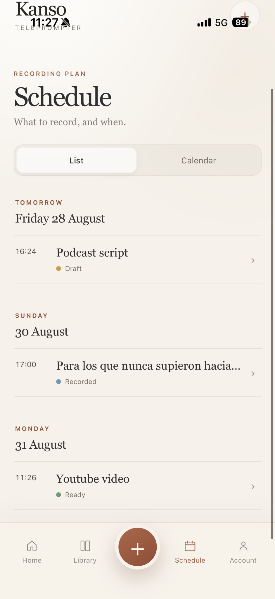 Kanso upcoming recording list